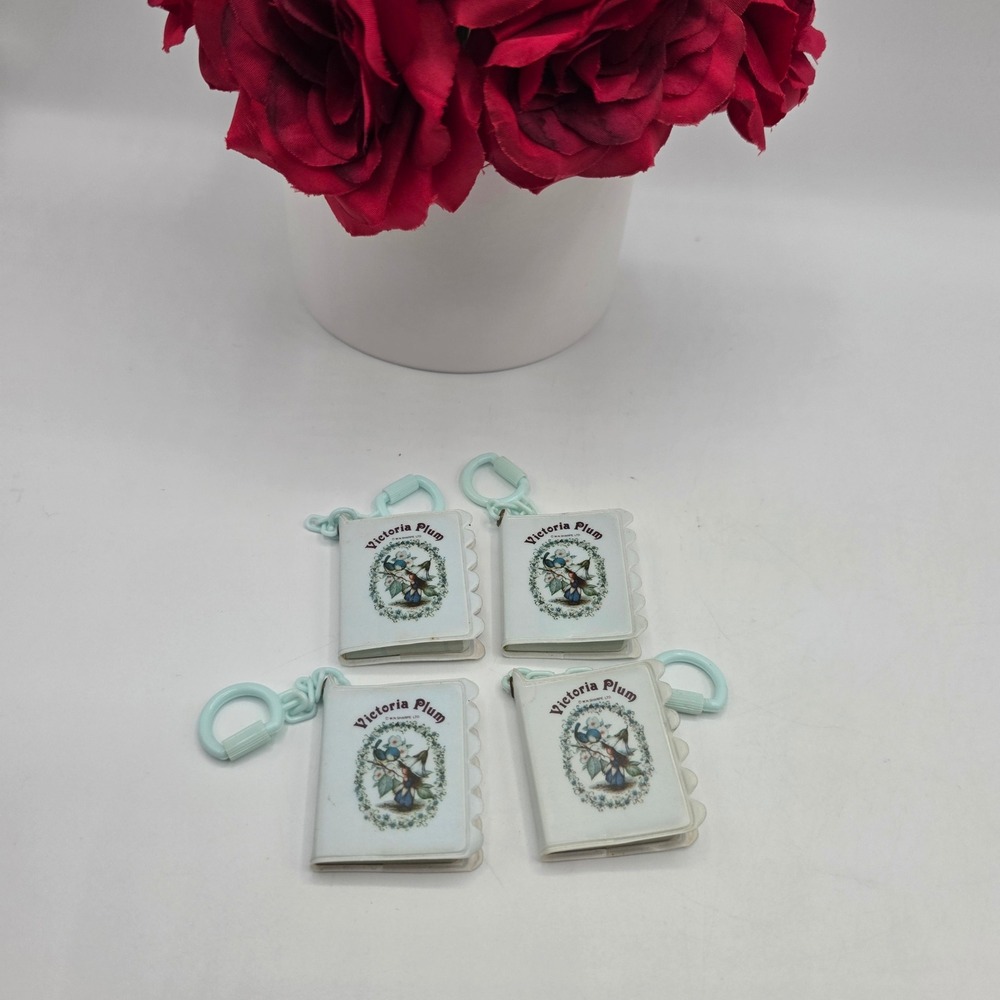 Vintage Victoria Plum Miniature Book Keychain Set of 4 Japan VP10 WN Sharpe Memo